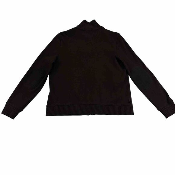 Lauren Ralph Lauren Sweater Women's S‎ Full Zip Brown Elbow Patches Knit Ribbed - Picture 14 of 16